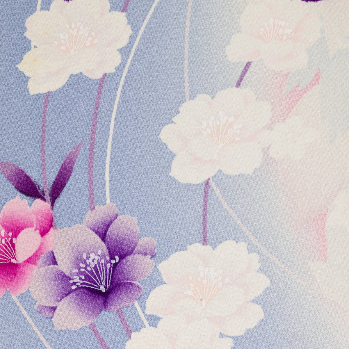 Vintage Kimono Silk Pocket Square - Blue / White