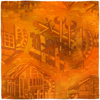 Vintage Kimono Silk Pocket Square - Orange