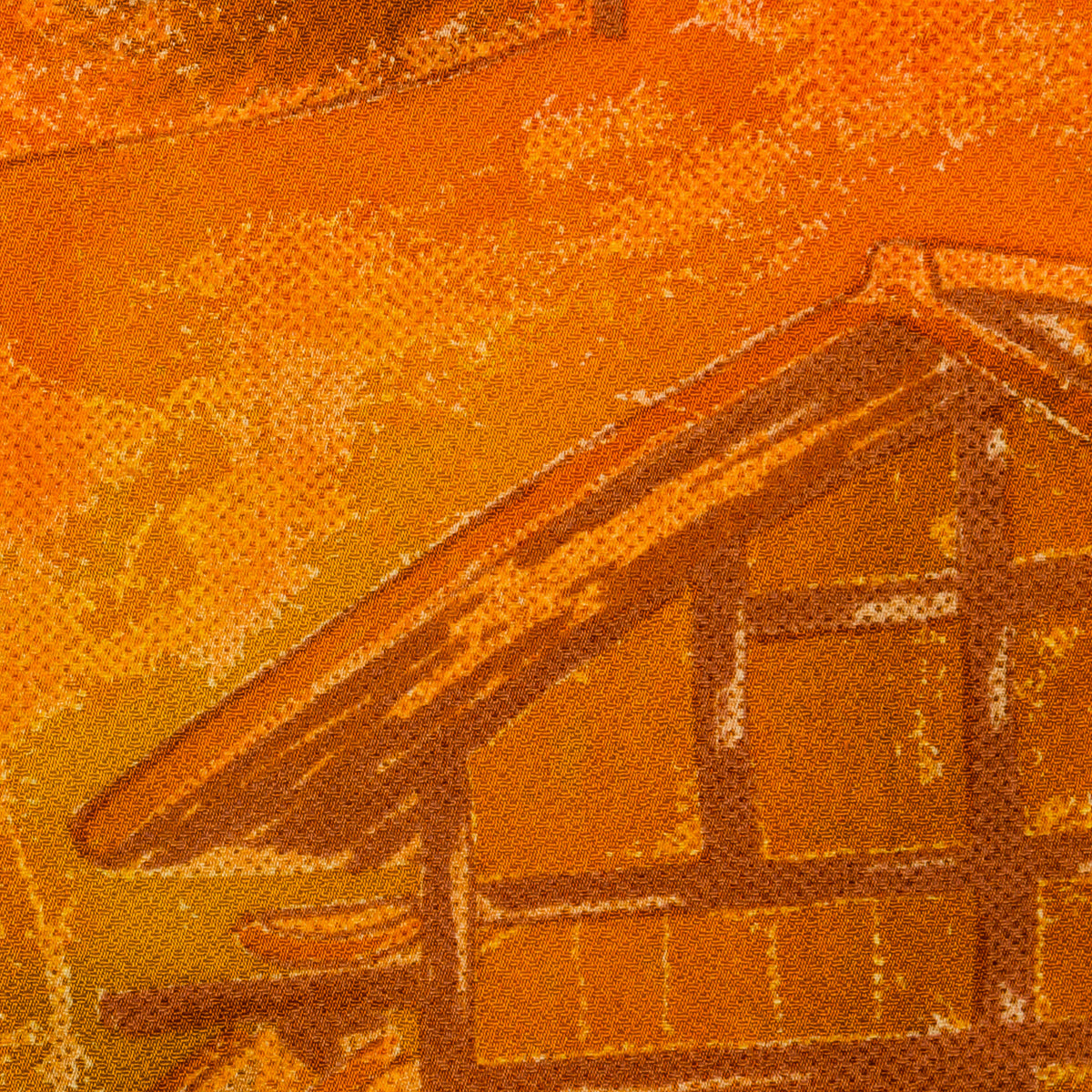 Vintage Kimono Silk Pocket Square - Orange