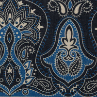 Paisley Motif Wool / Silk Pocket Square - Navy - 40x40cm