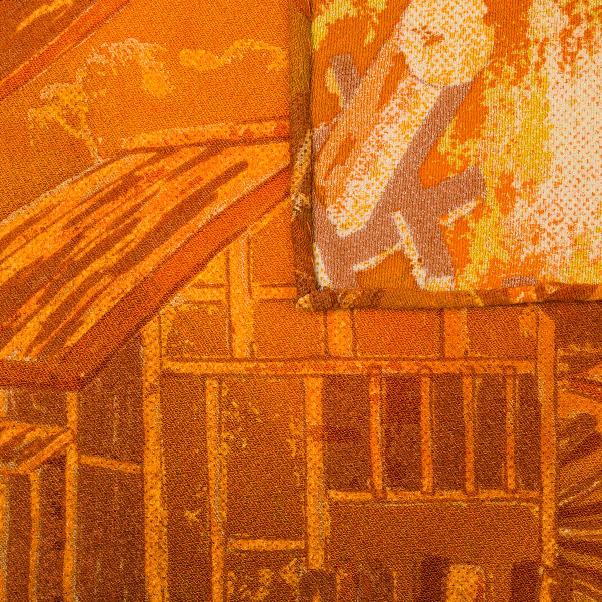 Vintage Kimono Silk Pocket Square - Orange