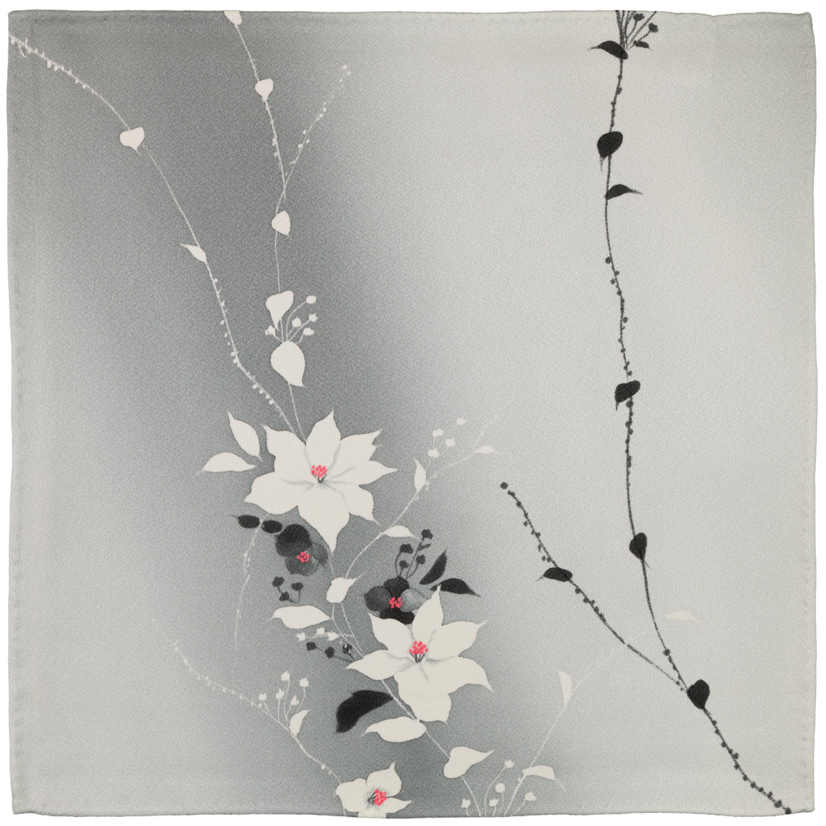 Vintage Kimono Silk Pocket Square - Grey