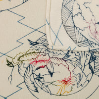 Vintage Kimono Silk Pocket Square - Ivory