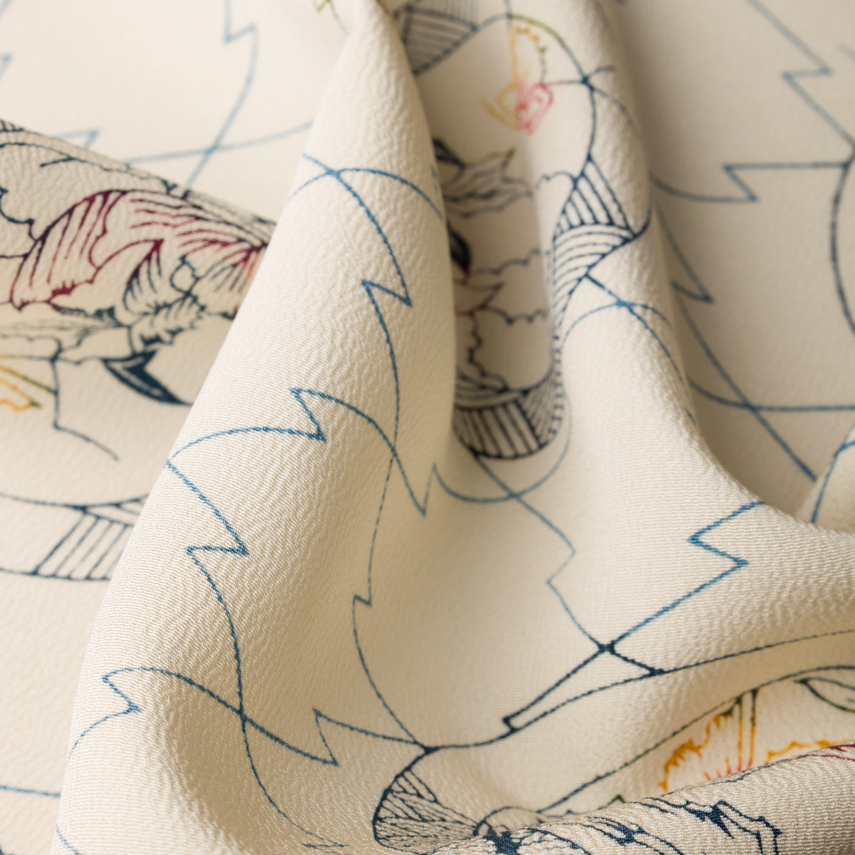 Vintage Kimono Silk Pocket Square - Ivory