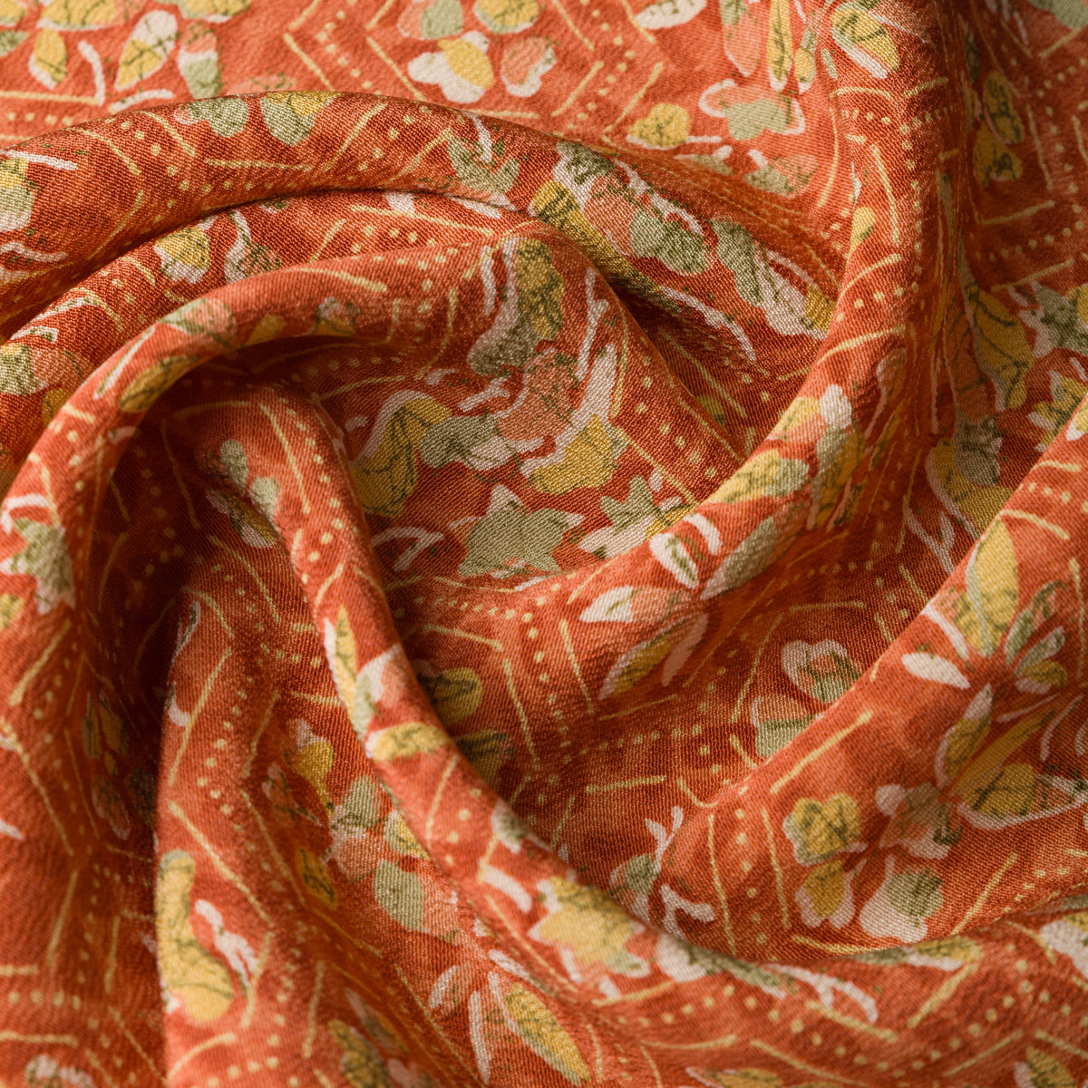 Vintage Kimono Silk Pocket Square - Rust