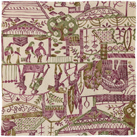 Vintage Kimono Silk Pocket Square - Cream / Eggplant