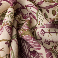 Vintage Kimono Silk Pocket Square - Cream / Eggplant