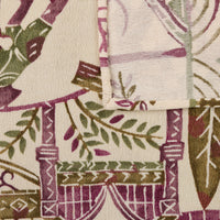 Vintage Kimono Silk Pocket Square - Cream / Eggplant