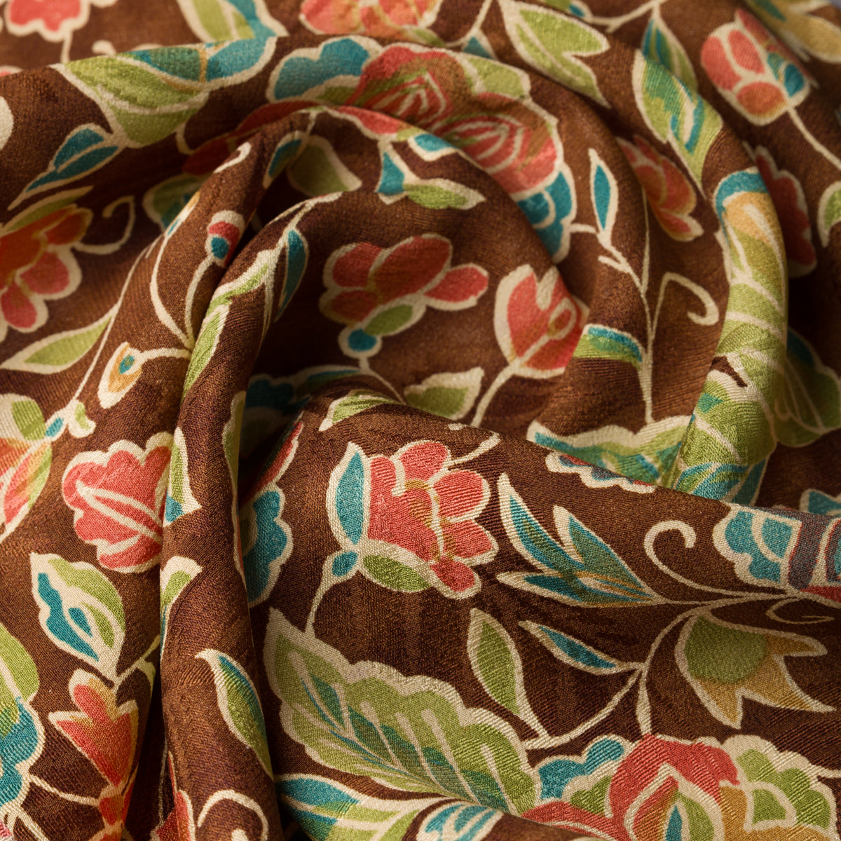 Vintage Kimono Silk Pocket Square - Brown