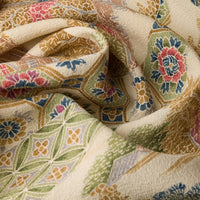 Vintage Kimono Silk Pocket Square - Beige / Green