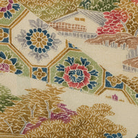 Vintage Kimono Silk Pocket Square - Beige / Green