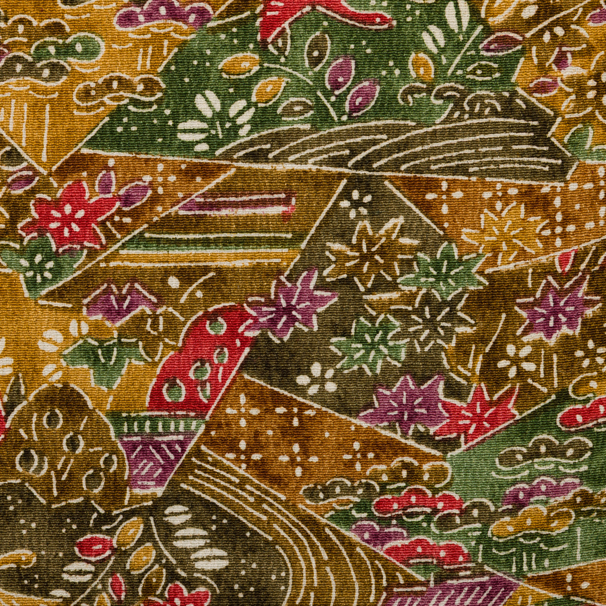 Vintage Kimono Silk Pocket Square - Gold