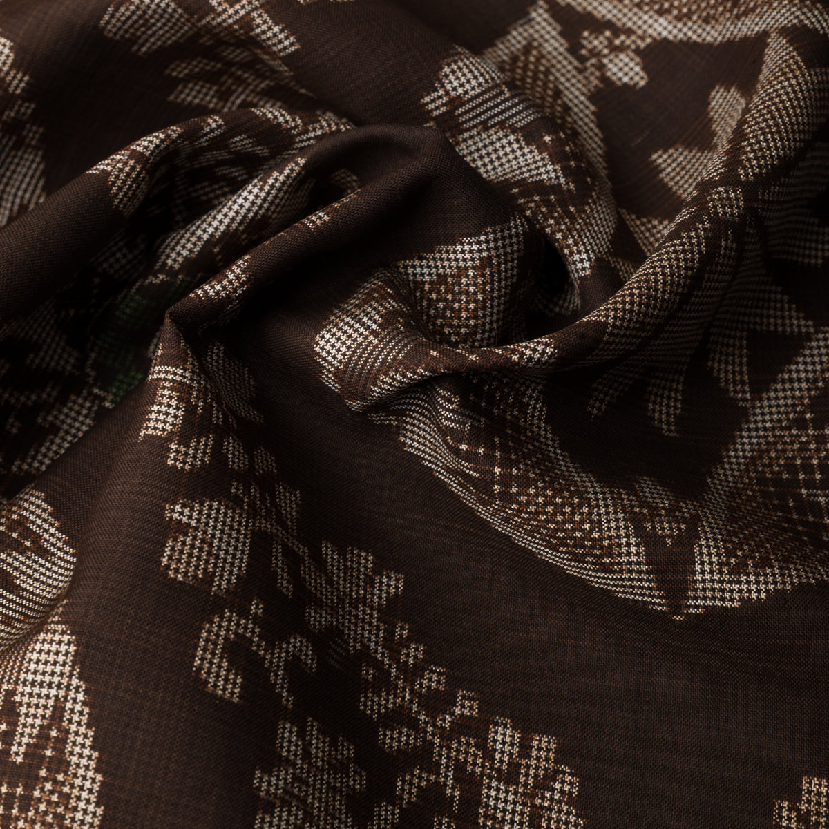 Vintage Kimono Silk Pocket Square - Chocolate