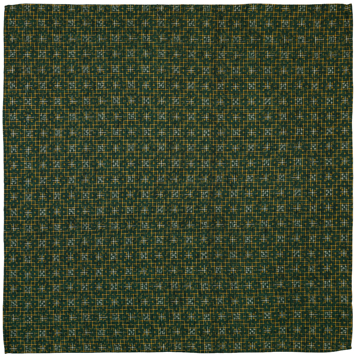 Vintage Kimono Silk Pocket Square - Green