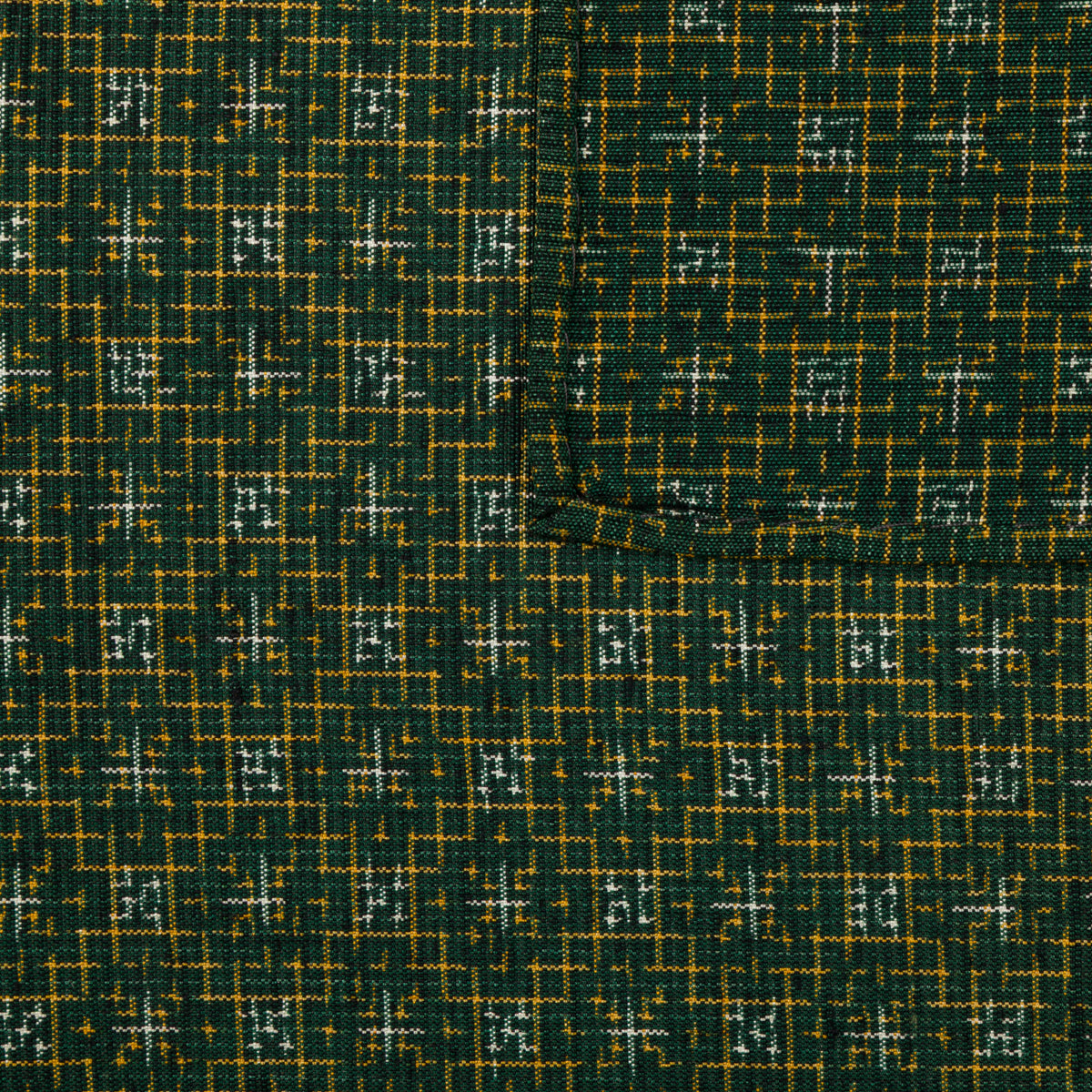 Vintage Kimono Silk Pocket Square - Green