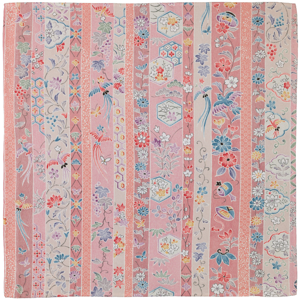 Vintage Kimono Silk Pocket Square - Pink