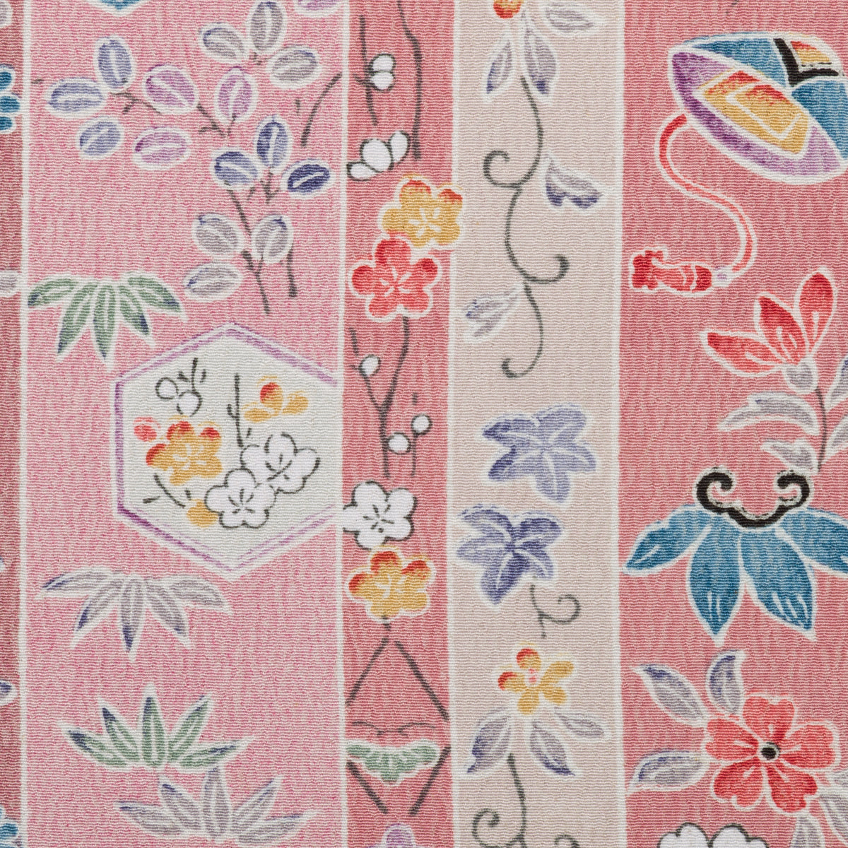 Vintage Kimono Silk Pocket Square - Pink