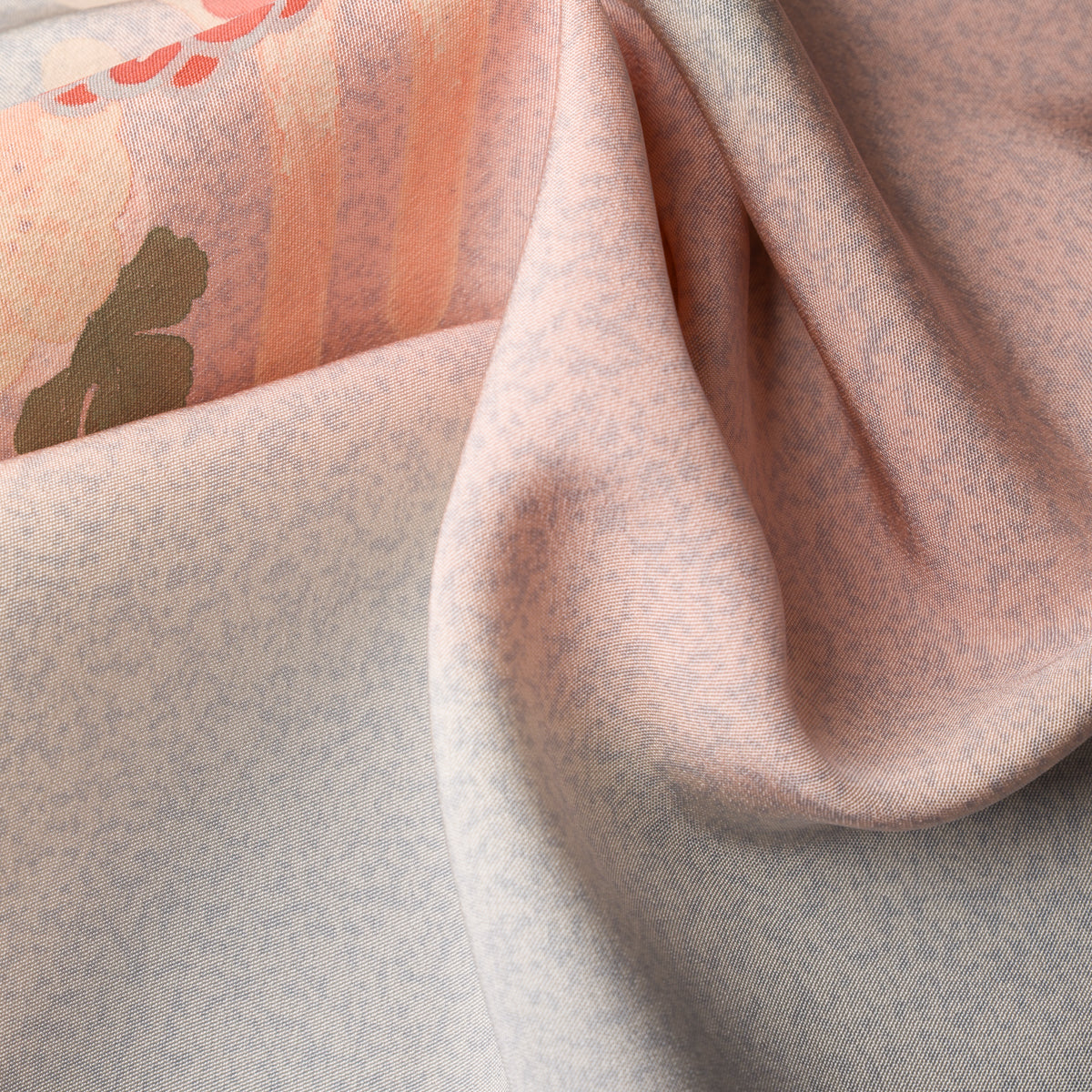 Vintage Kimono Silk Pocket Square - Grey / Pink