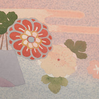 Vintage Kimono Silk Pocket Square - Grey / Pink