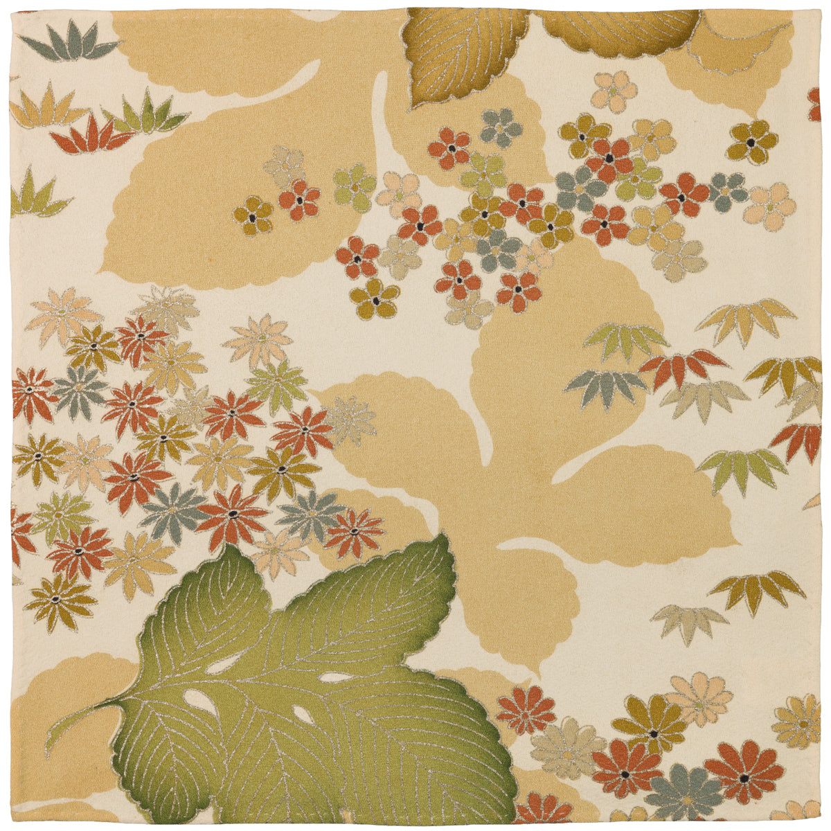 Vintage Kimono Silk Pocket Square - Beige