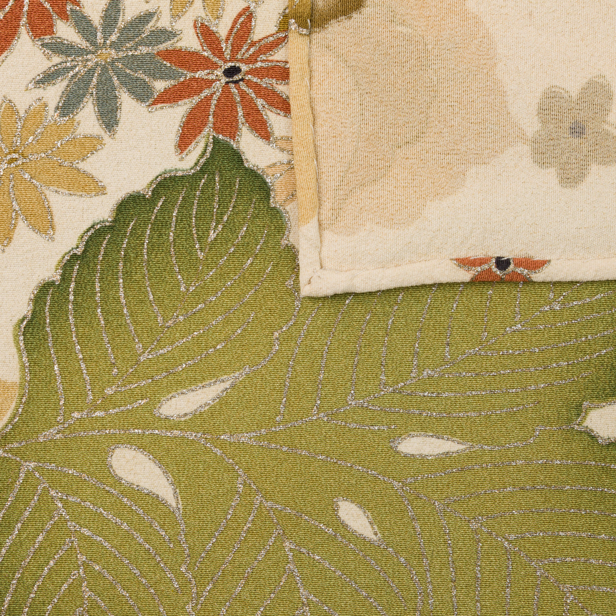 Vintage Kimono Silk Pocket Square - Beige