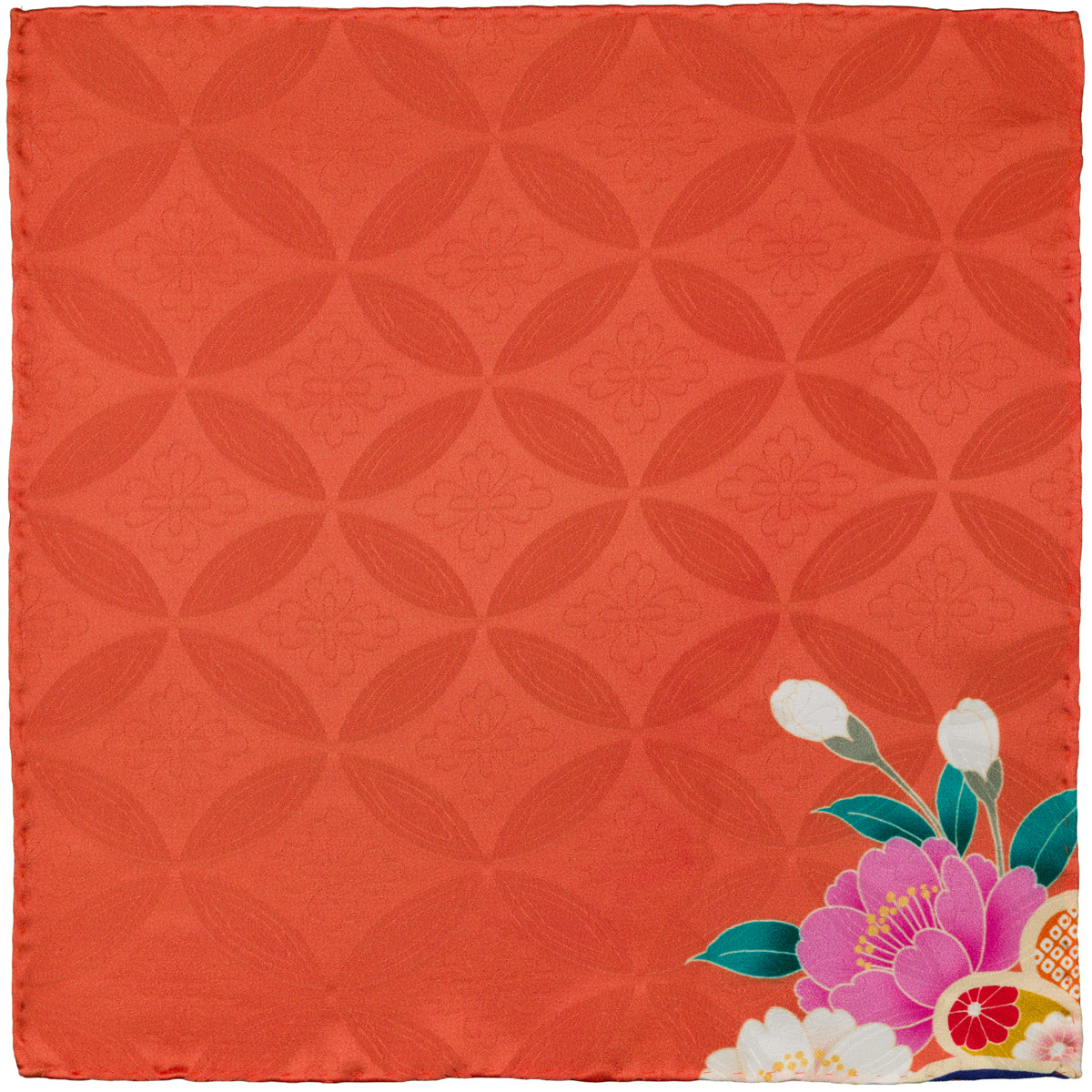 Vintage Kimono Silk Pocket Square - Peach