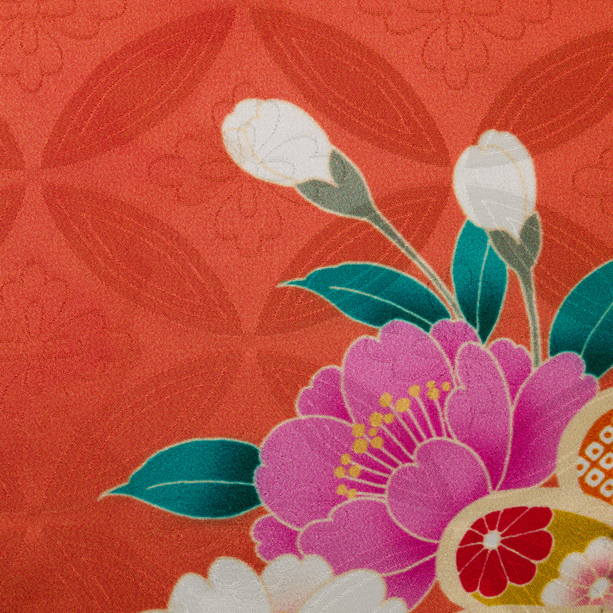 Vintage Kimono Silk Pocket Square - Peach