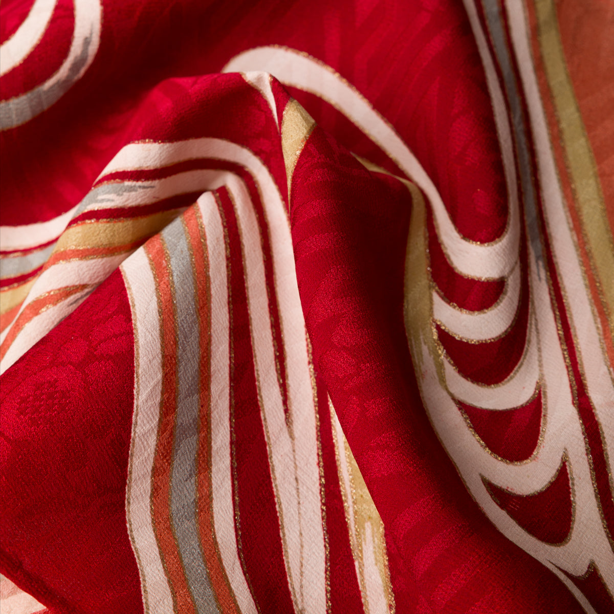 Vintage Kimono Silk Pocket Square - Red