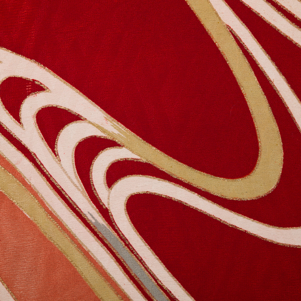 Vintage Kimono Silk Pocket Square - Red