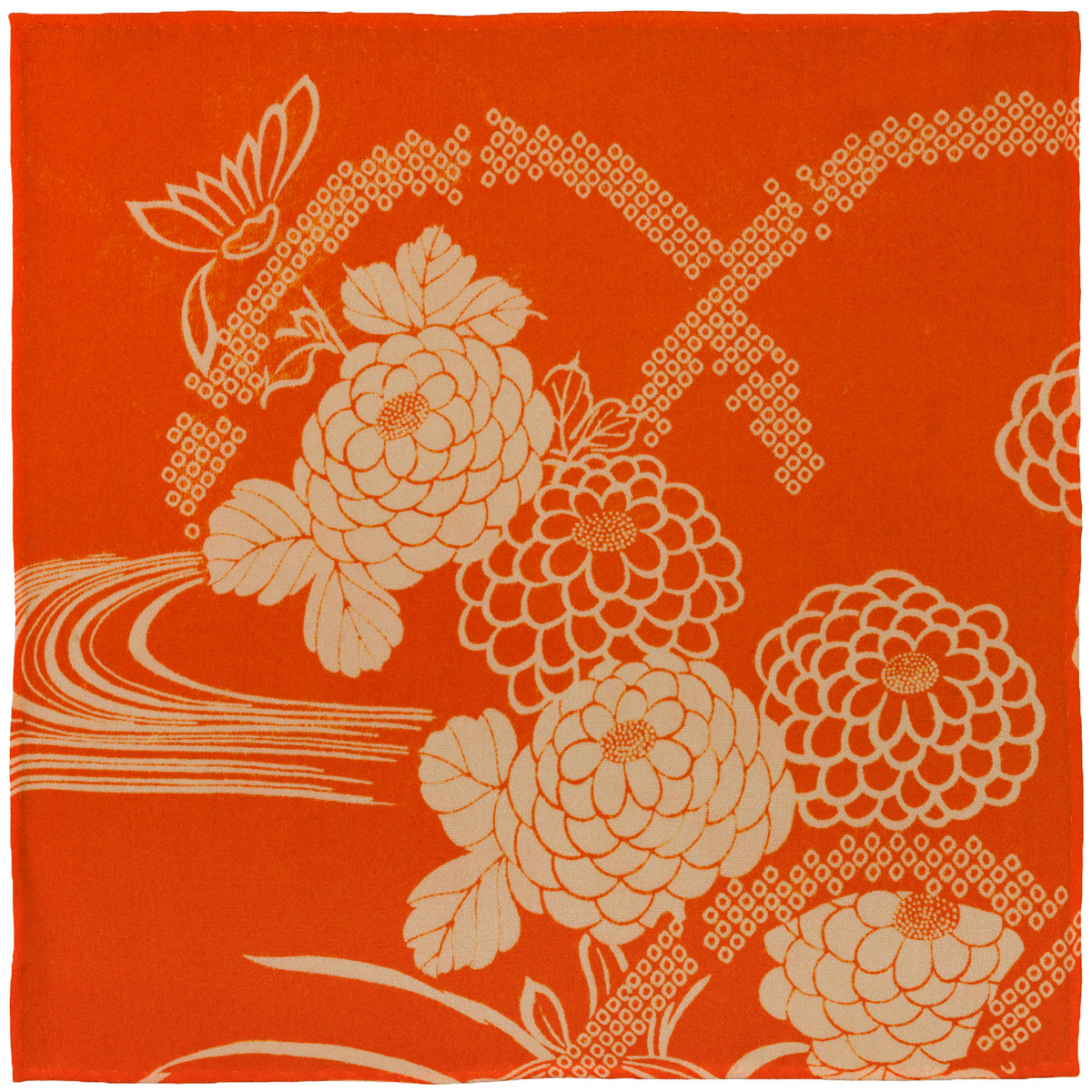 Vintage Kimono Silk Pocket Square - Orange