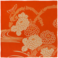 Vintage Kimono Silk Pocket Square - Orange