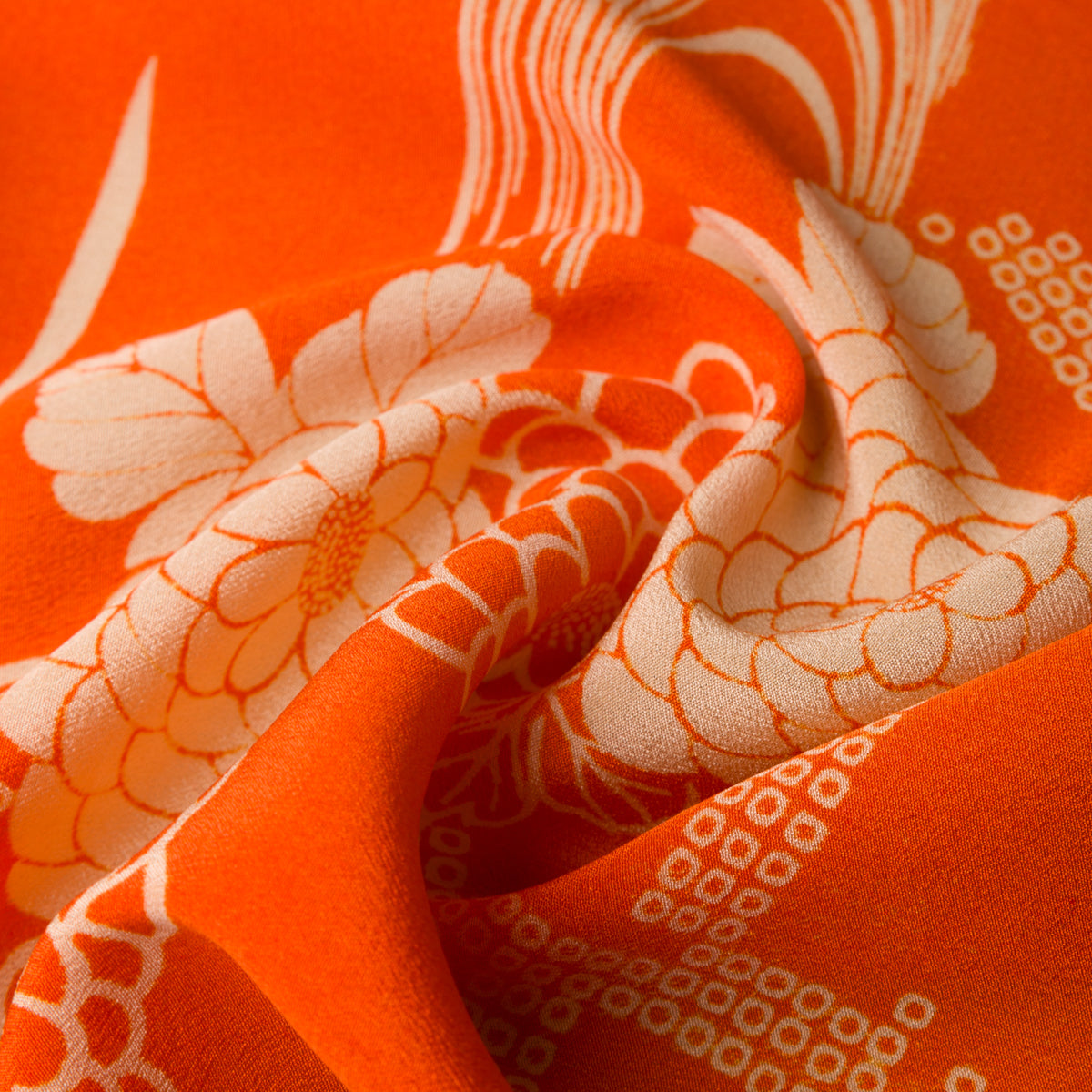 Vintage Kimono Silk Pocket Square - Orange