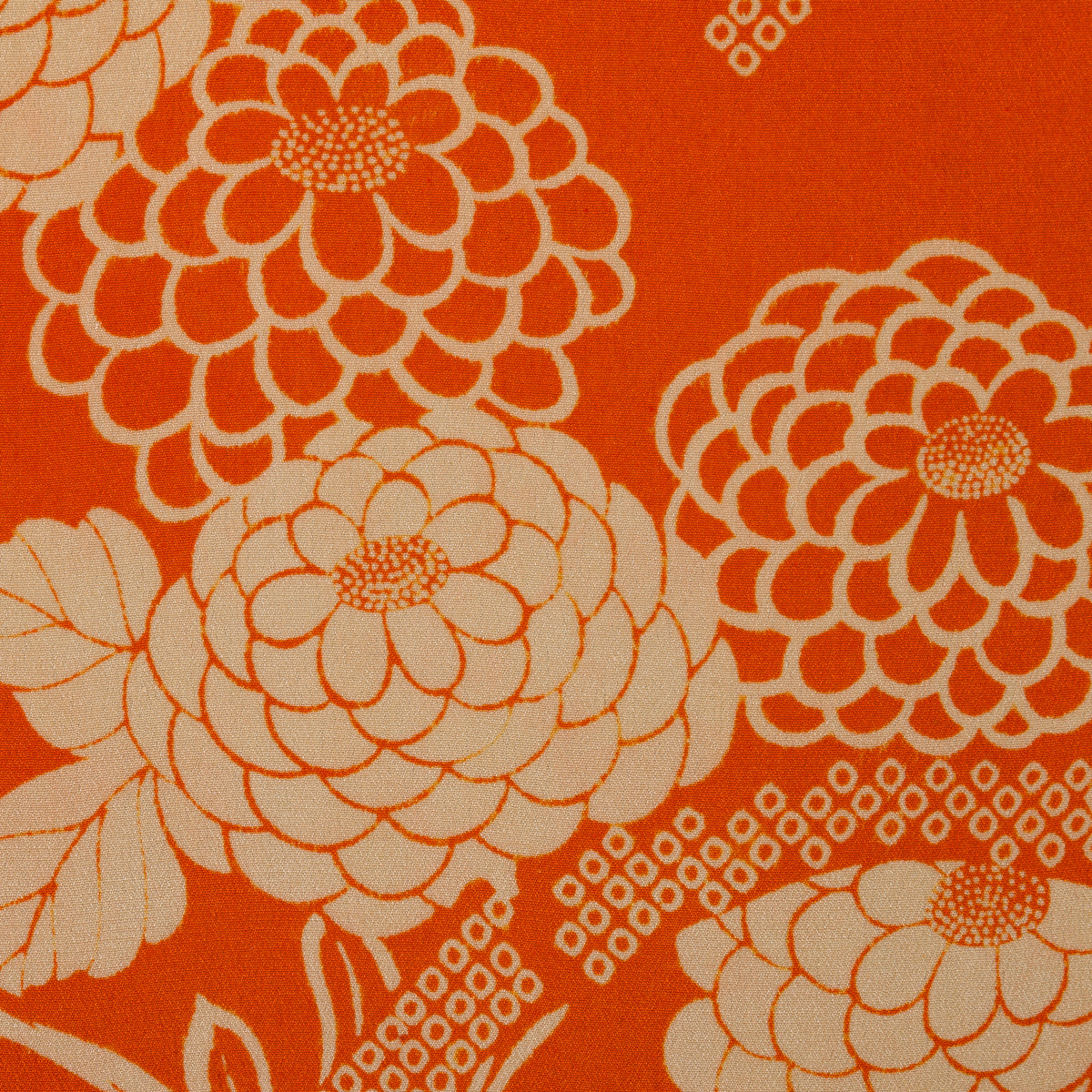Vintage Kimono Silk Pocket Square - Orange