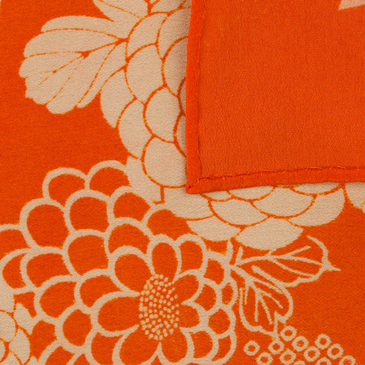 Vintage Kimono Silk Pocket Square - Orange
