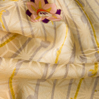 Vintage Kimono Silk Pocket Square - Pale Yellow