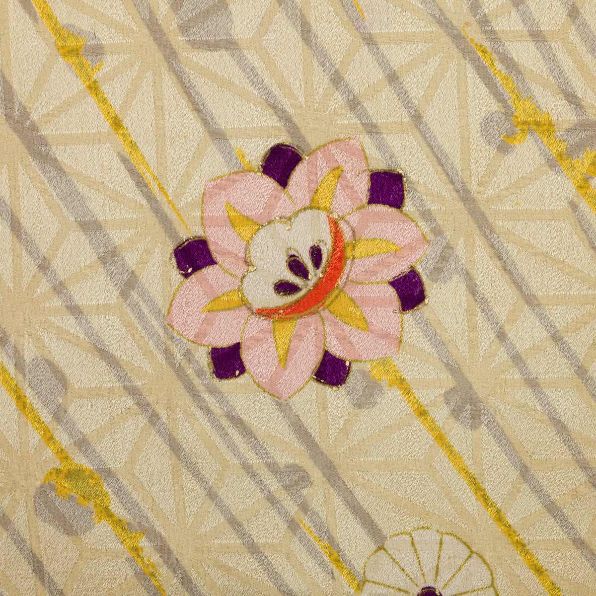 Vintage Kimono Silk Pocket Square - Pale Yellow