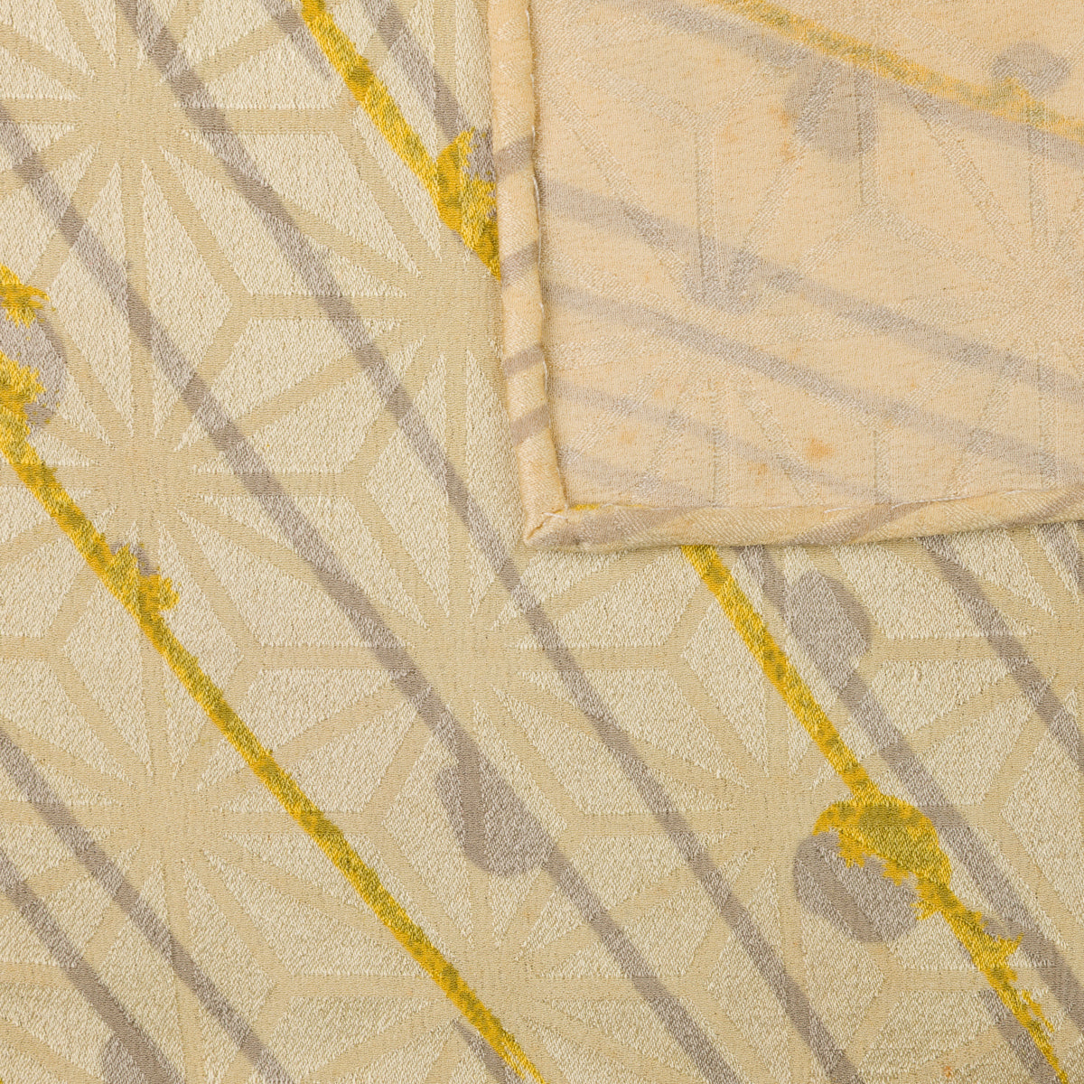 Vintage Kimono Silk Pocket Square - Pale Yellow