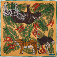 Animal Motif Wool / Silk Pocket Square - Melon - 40x40cm