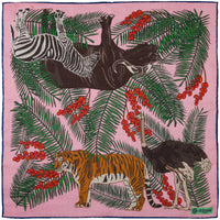 Animal Motif Wool / Silk Pocket Square - Pink - 40x40cm