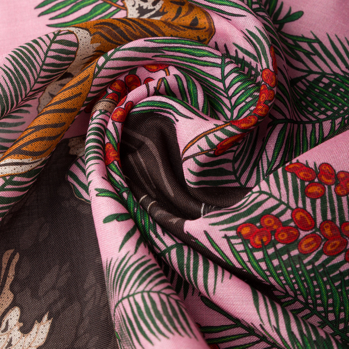 Animal Motif Wool / Silk Pocket Square - Pink - 40x40cm