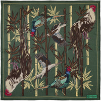 Animal Motif Wool / Silk Pocket Square - Army - 40x40cm
