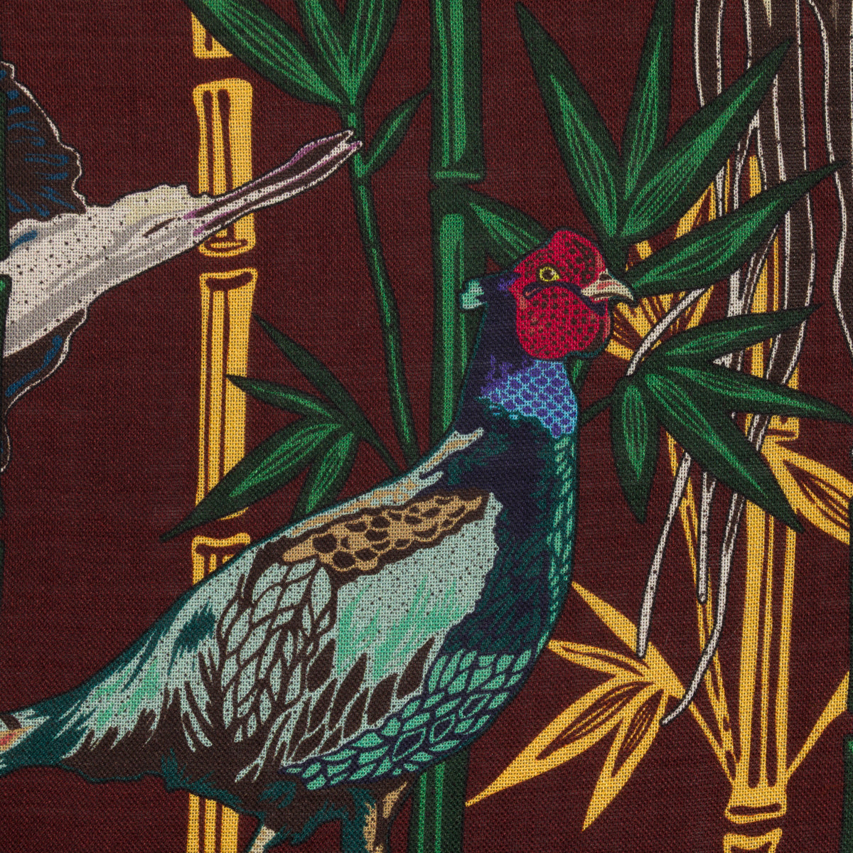 Animal Motif Wool / Silk Pocket Square - Burgundy - 40x40cm