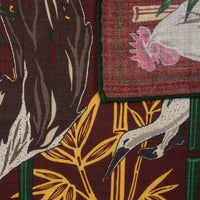Animal Motif Wool / Silk Pocket Square - Burgundy - 40x40cm