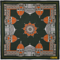 Duomo Motif Wool / Silk Pocket Square - Forest - 40x40cm