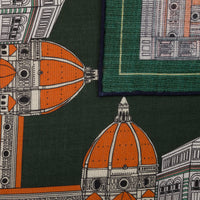 Duomo Motif Wool / Silk Pocket Square - Forest - 40x40cm