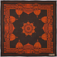 Duomo Motif Wool / Silk Pocket Square - Espresso - 40x40cm
