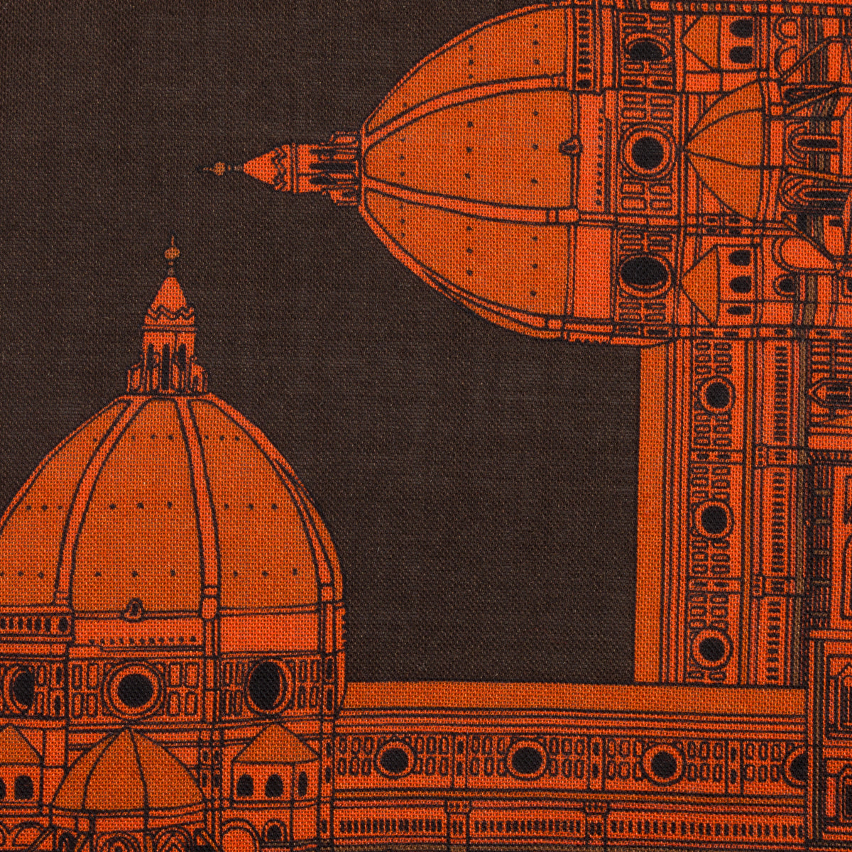 Duomo Motif Wool / Silk Pocket Square - Espresso - 40x40cm