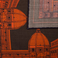 Duomo Motif Wool / Silk Pocket Square - Espresso - 40x40cm