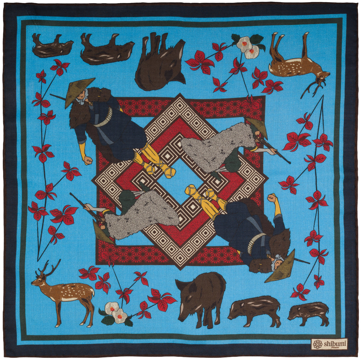 Japanese Hunter Wool / Silk Pocket Square - Sky - 40x40cm