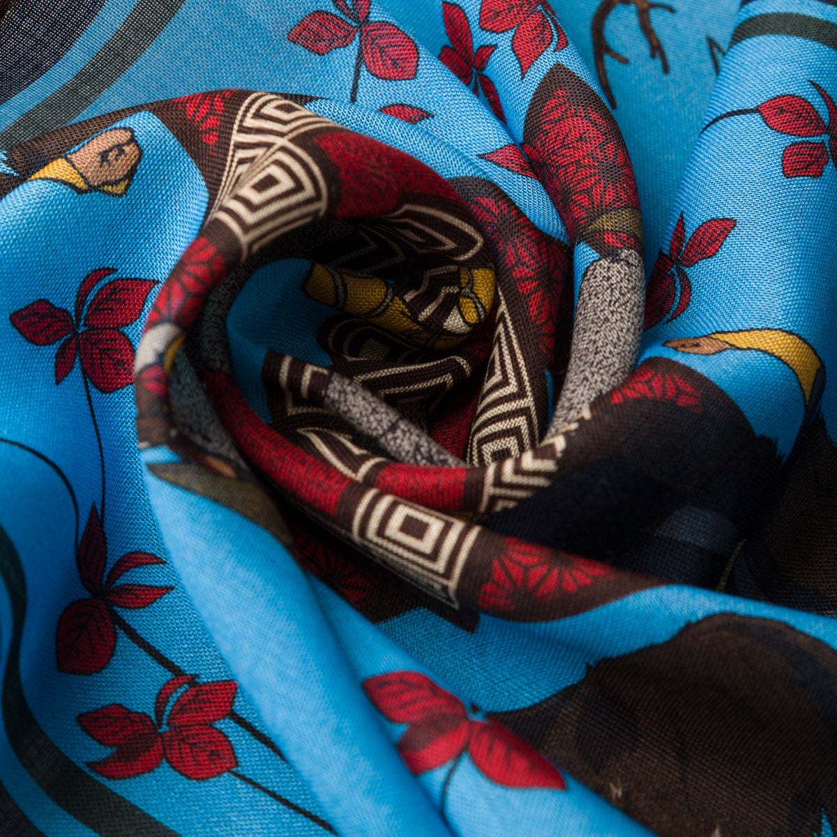 Japanese Hunter Wool / Silk Pocket Square - Sky - 40x40cm